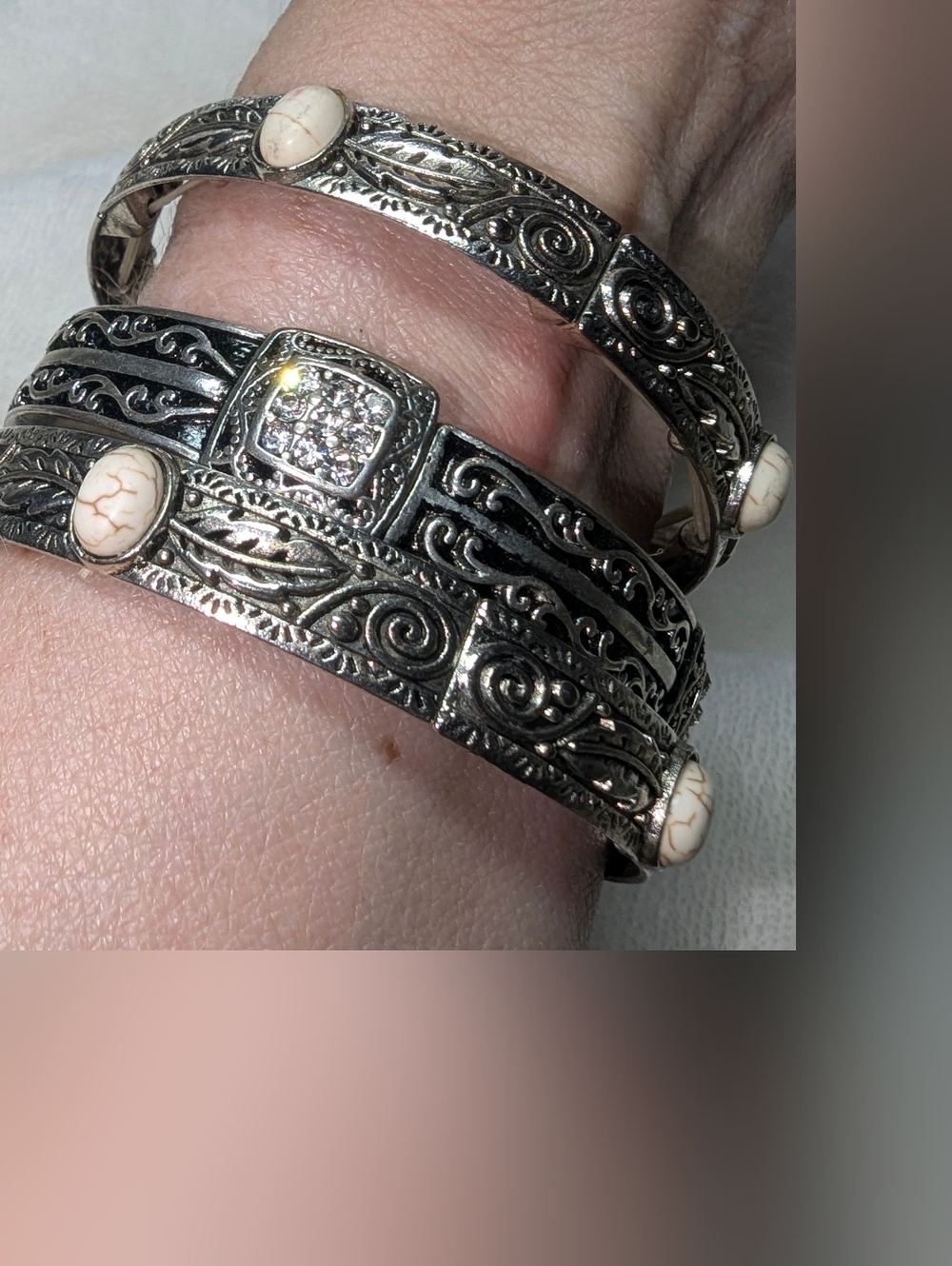 PrimalNeed Boho Western & Vintage Filigree Stretch Bracelet Bundle - Set of 3
